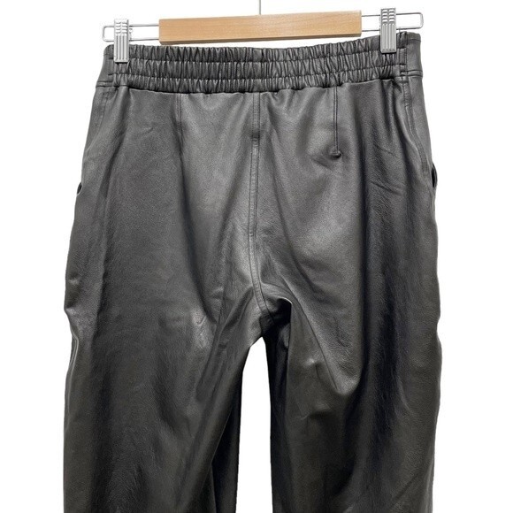 Spanx Faux Leather Jogger Pants Black High Rise Elastic Waist Vegan Size Medium - Picture 5 of 11